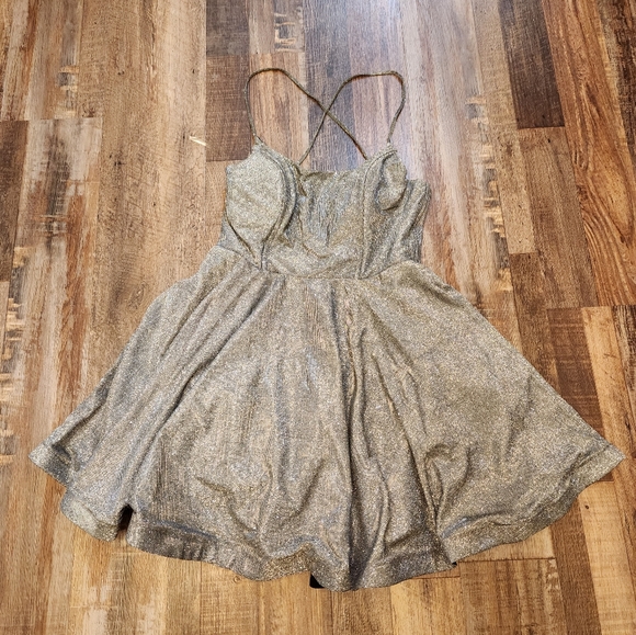 Speechless Silver Glitter Fit & Flare Dress - Picture 2 of 7